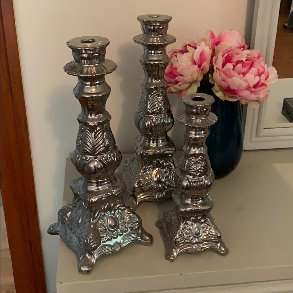3 for $20 - Silver candle holders
